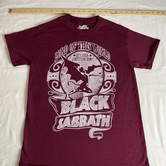 Black Sabbath T-Shirt Top Women Sz S Burgundy Lord Of This World Graphic Cotton - Picture 2 of 5